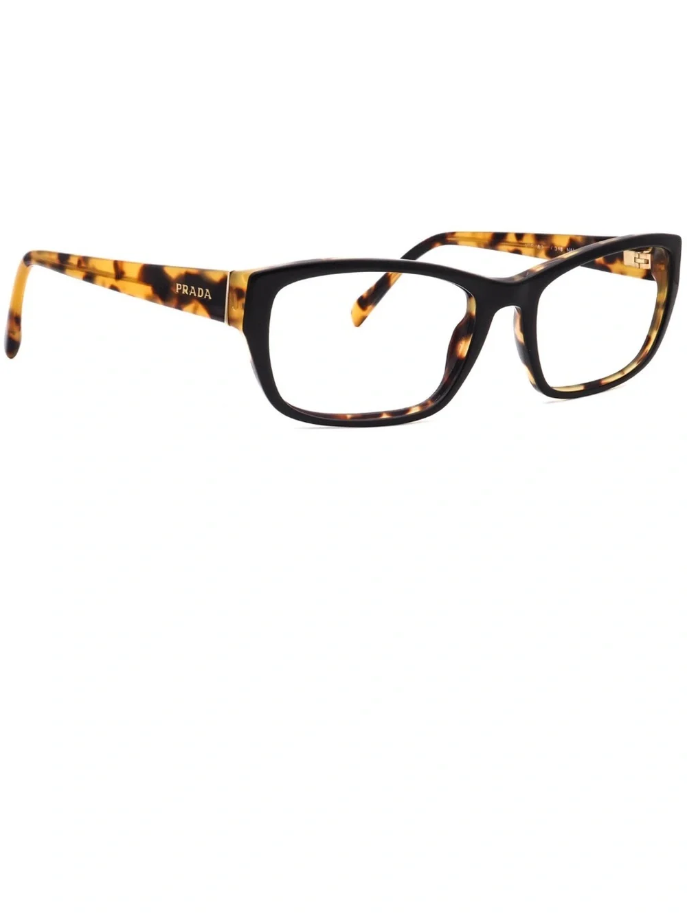 Prada Eyeglasses VPR 18O NAI-1O1 Black on Tokyo Havana Frame Italy 135- in case
